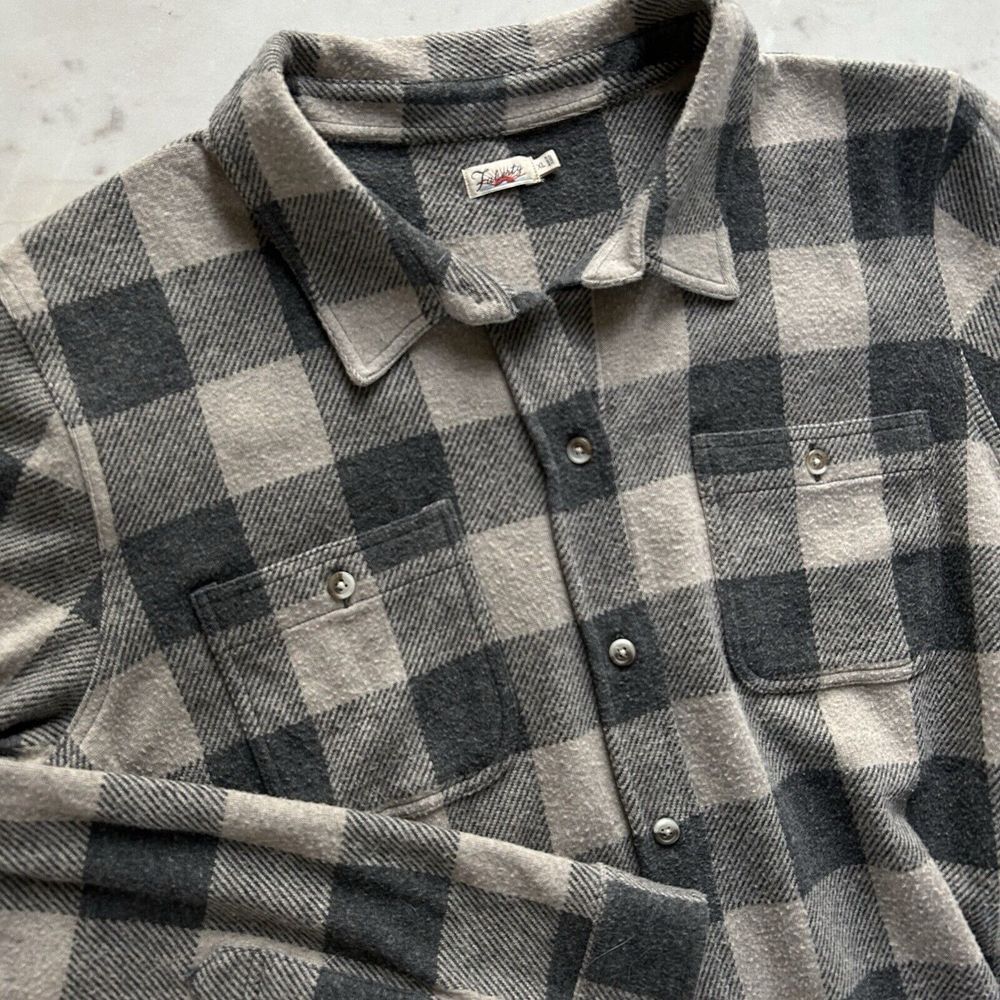 Faherty Legend Sweater Shirt‎ Women Size XL Tan Buffalo Plaid Tuckernuck $168 - Picture 3 of 12